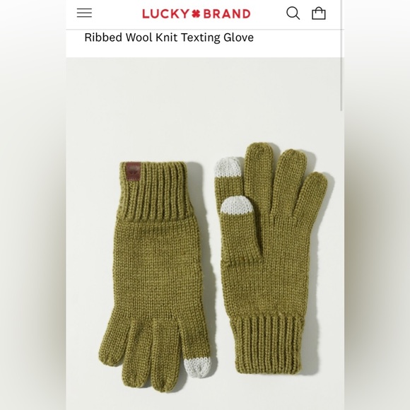 Lucky Brand Ribbed Wool Knit Texting Glove ✨ Dark Green - Picture 2 of 5